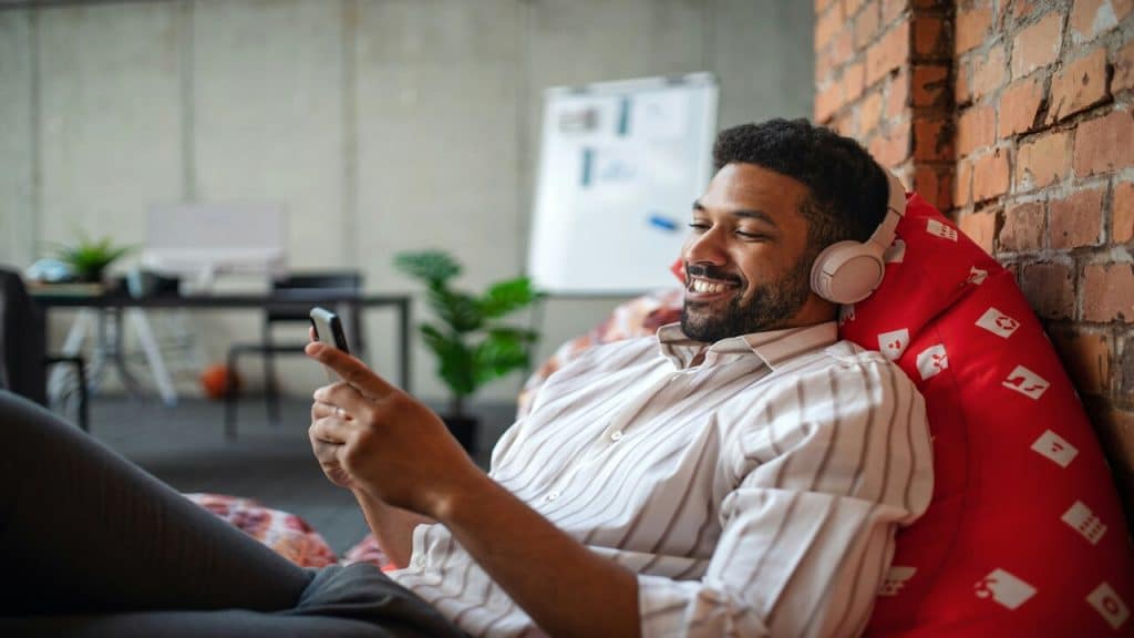 A man relaxing in the office