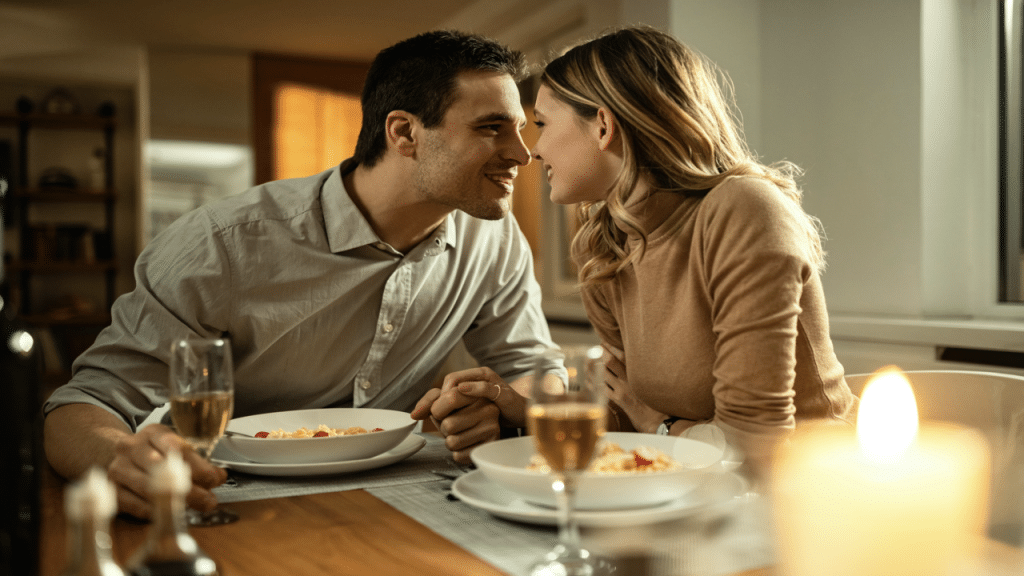 A couple having breakfast together