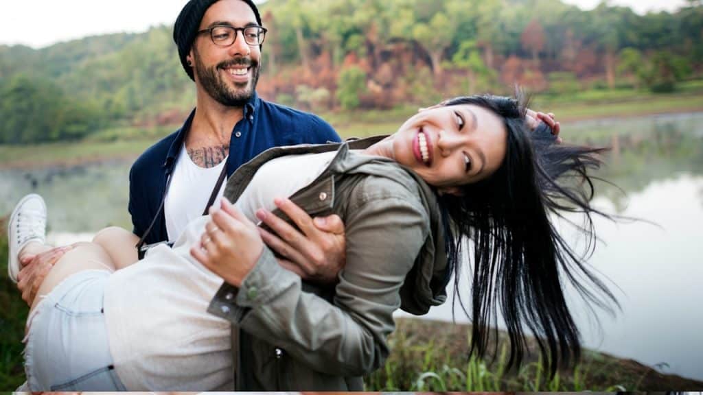 Couple enjoying their vacation in the countryside.