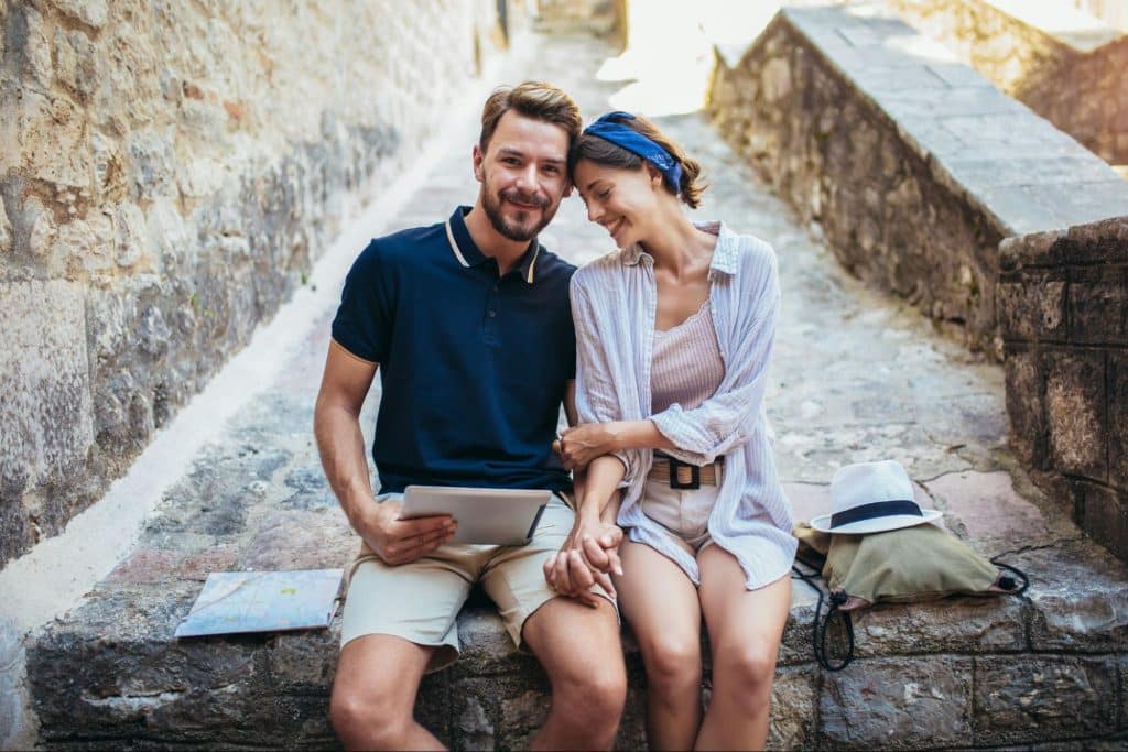 A man and woman dating