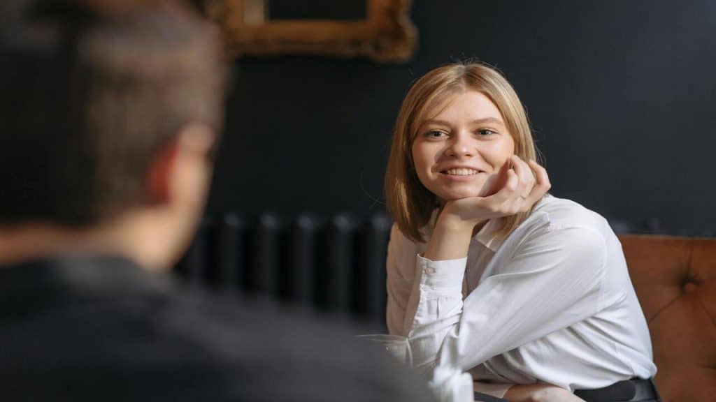 A woman looking at her date
