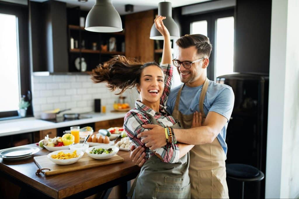 A man and woman having fun 