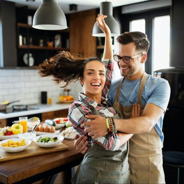 A man and woman having fun