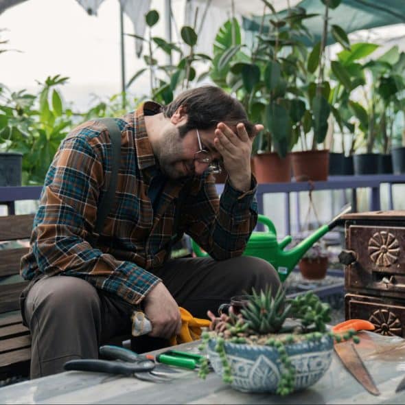 A man looking exhausted