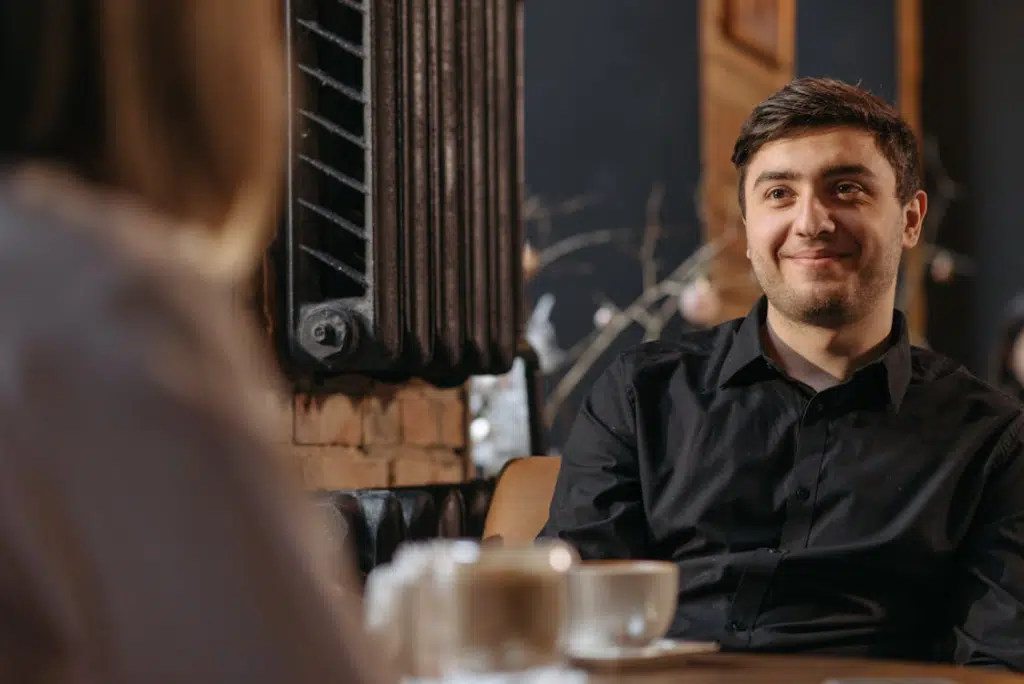 A man in black long sleeve shirt