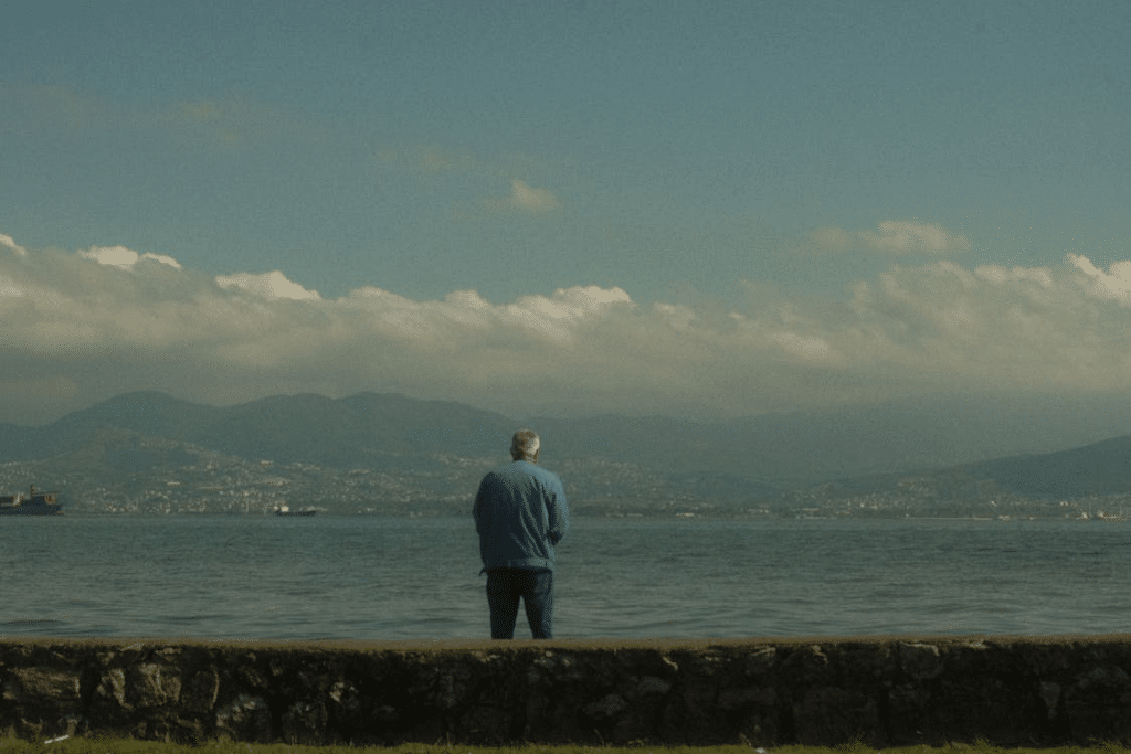 Solitary Figure Gazing at Turkish Coastline