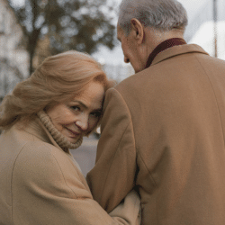An elderly couple on a date