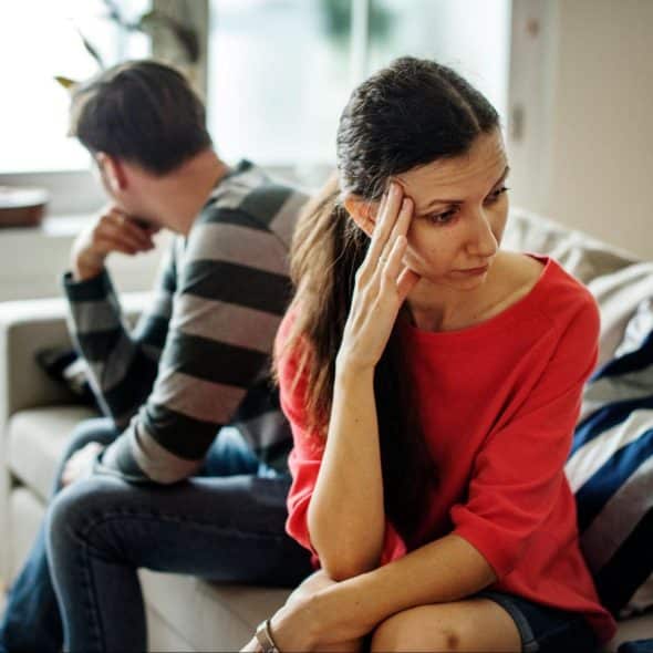 A man and woman breaking up