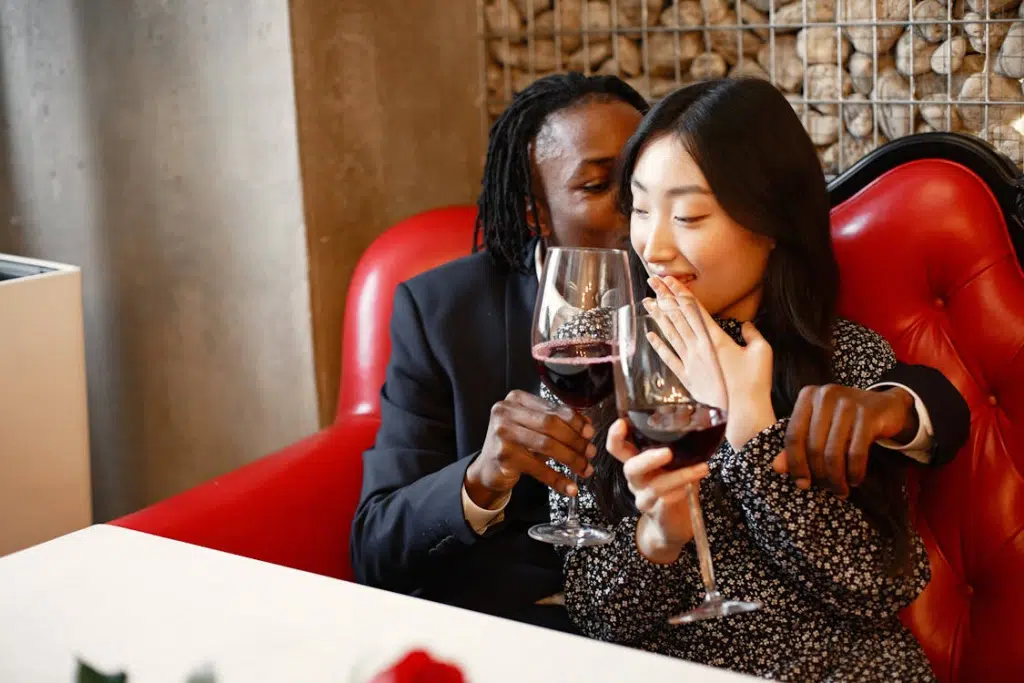 Man and woman having a date in a restaurant