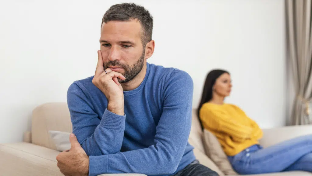 A couple refusing to look at each other
