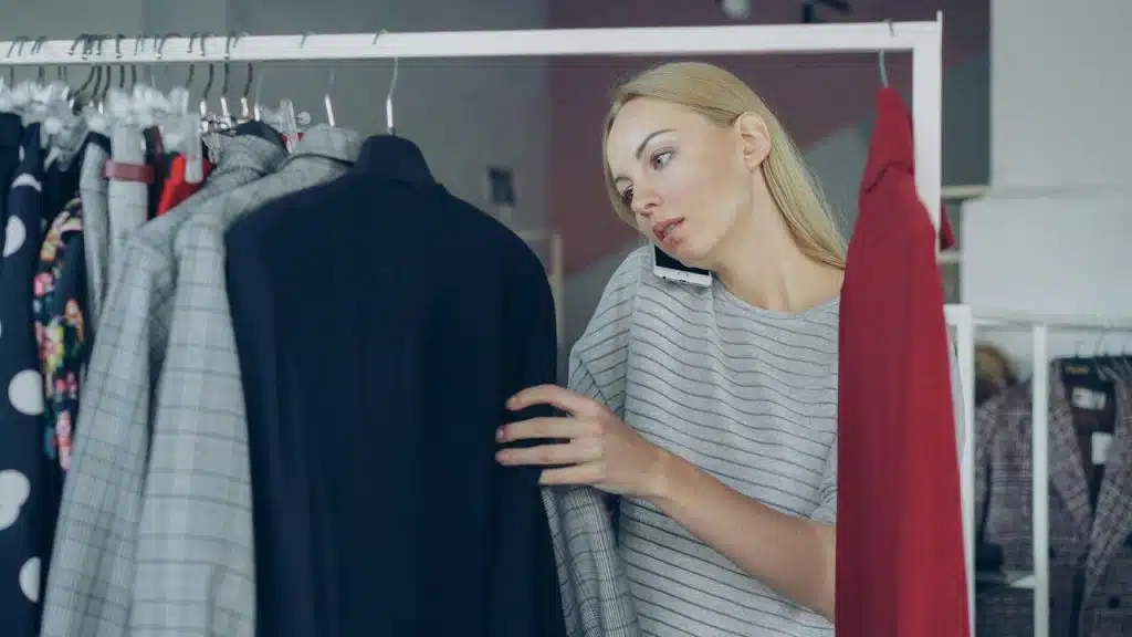 A woman shopping for clothes