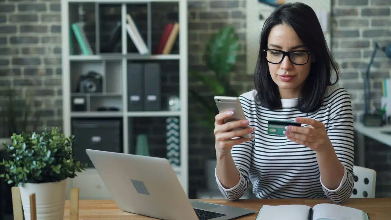 A woman buying something online 