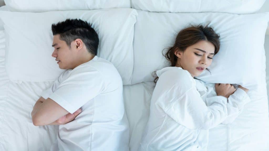 A couple refusing to talk before bed