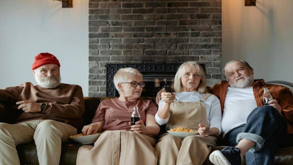 Mature people hanging out together