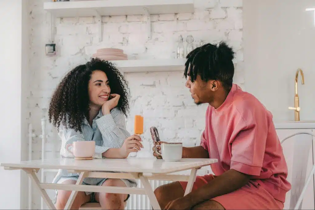 A man and woman having a breakfast together