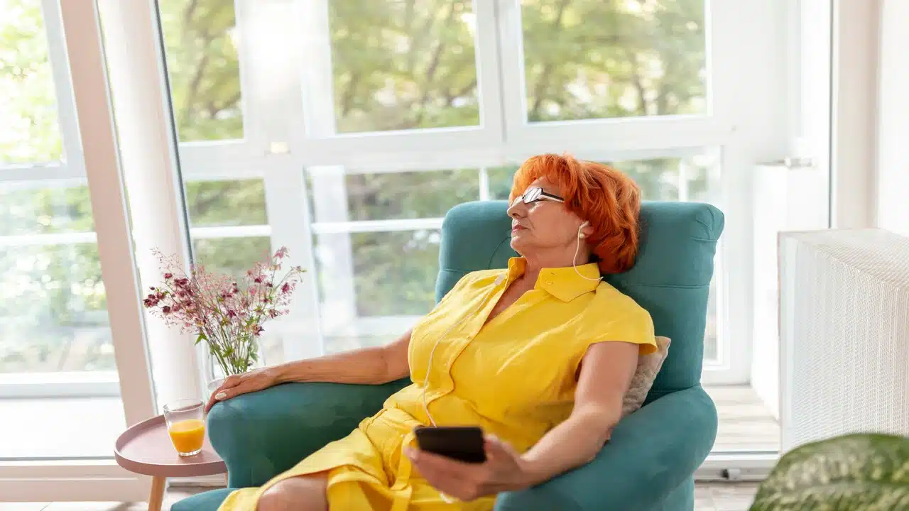 A woman relaxing at home