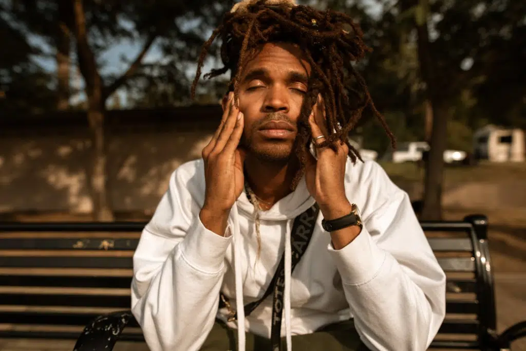 Stressed Man Touching His Face