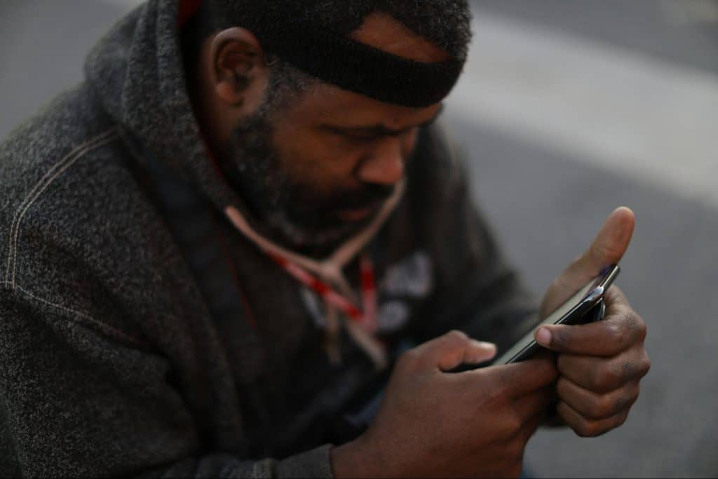 A man using a phone