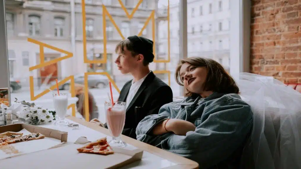 A couple refusing to look at each other