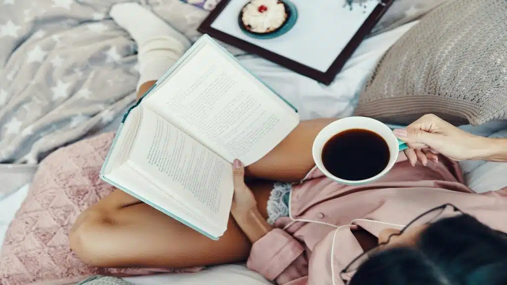 A woman relaxing at home