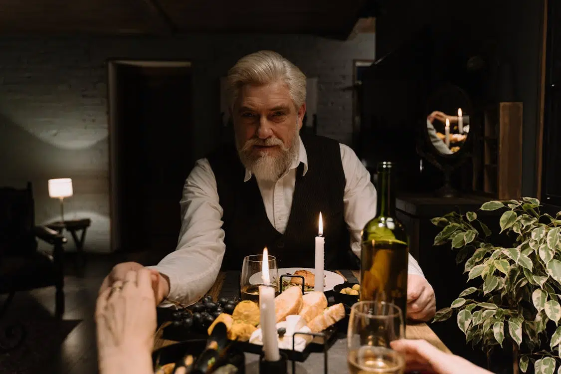 Man and woman having a date in a restaurant