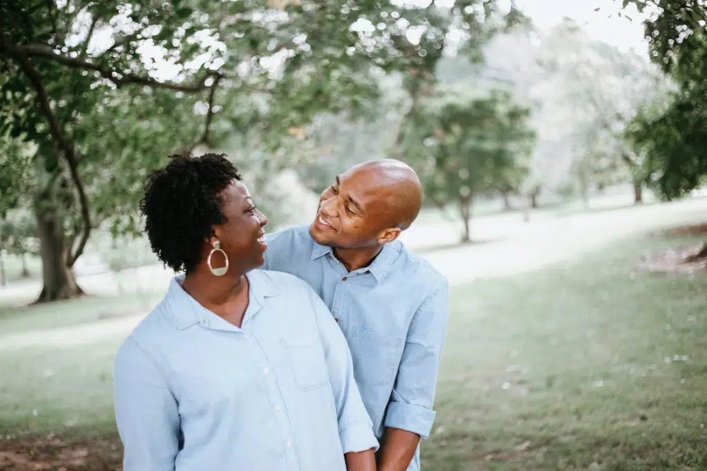 A couple looking at each other