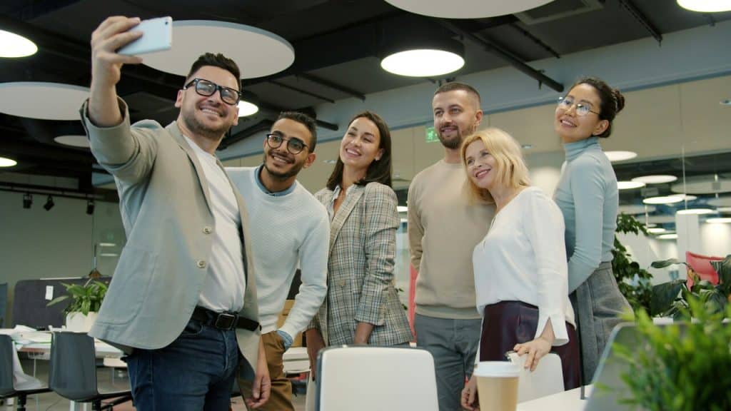 Colleagues posing for a selfie 