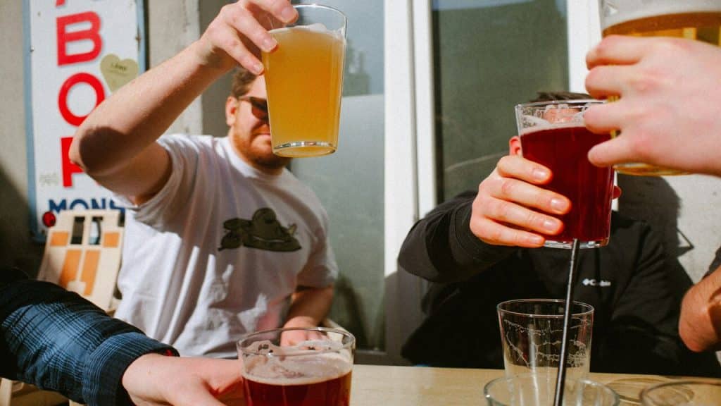Friends having beer together