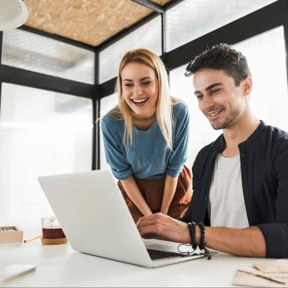A man and woman at work