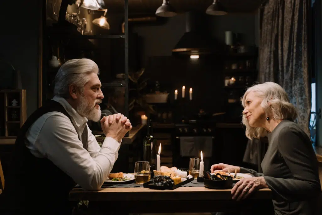 Man and woman having a date in a restaurant