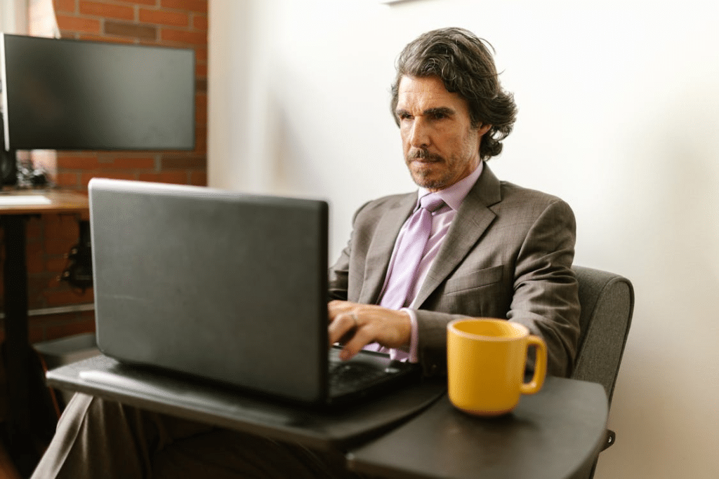 A man using a laptop