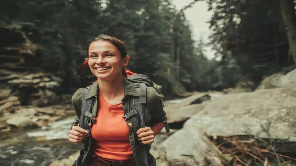 A woman on a hike
