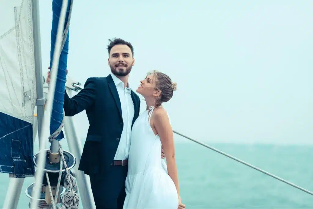 A man and woman at the yacht