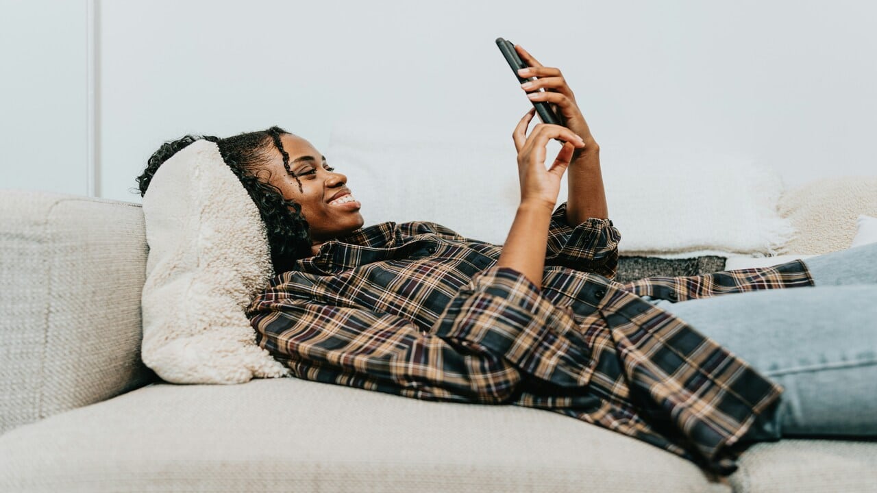 A woman relaxing at home alone 