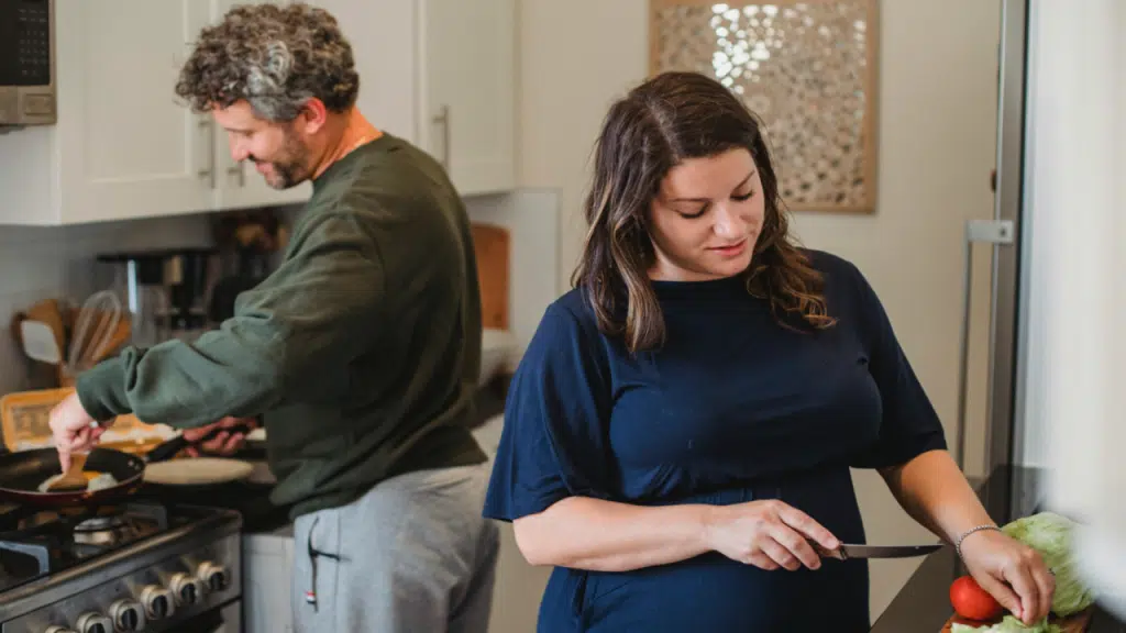 A couple cooking together