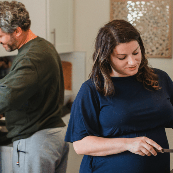 A couple cooking together