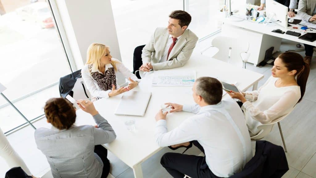 Colleagues at a business meeting