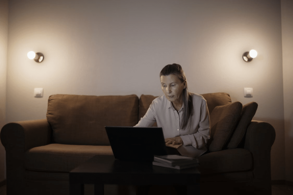 A Woman Siitting on a Couch