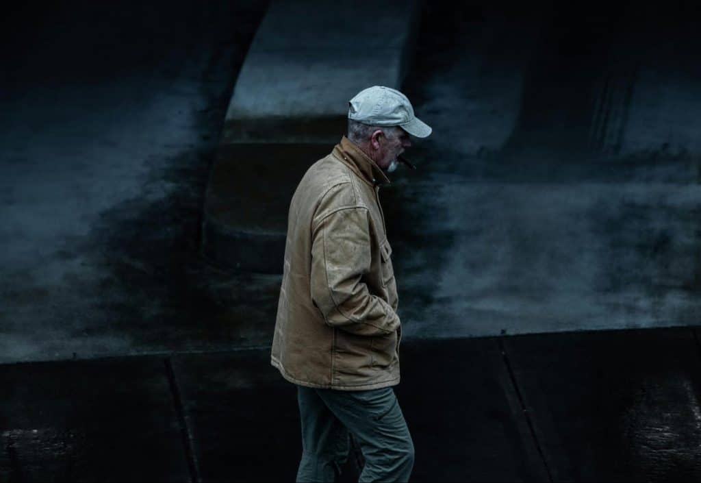 A man walking outside