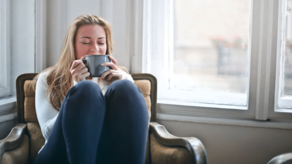 A woman relaxing at home