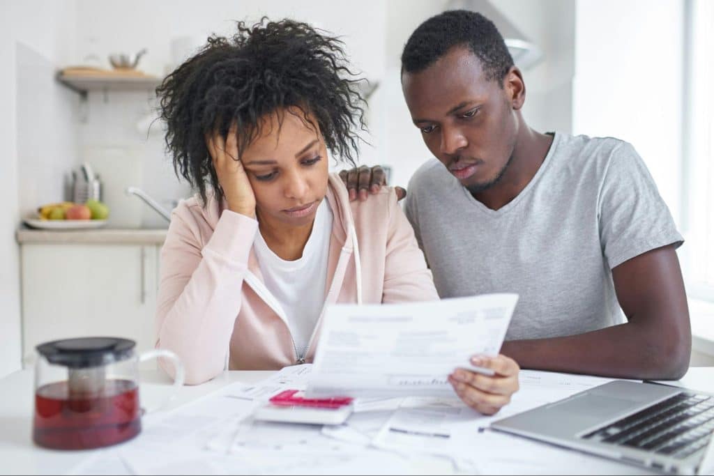 A man and woman having a financial problem