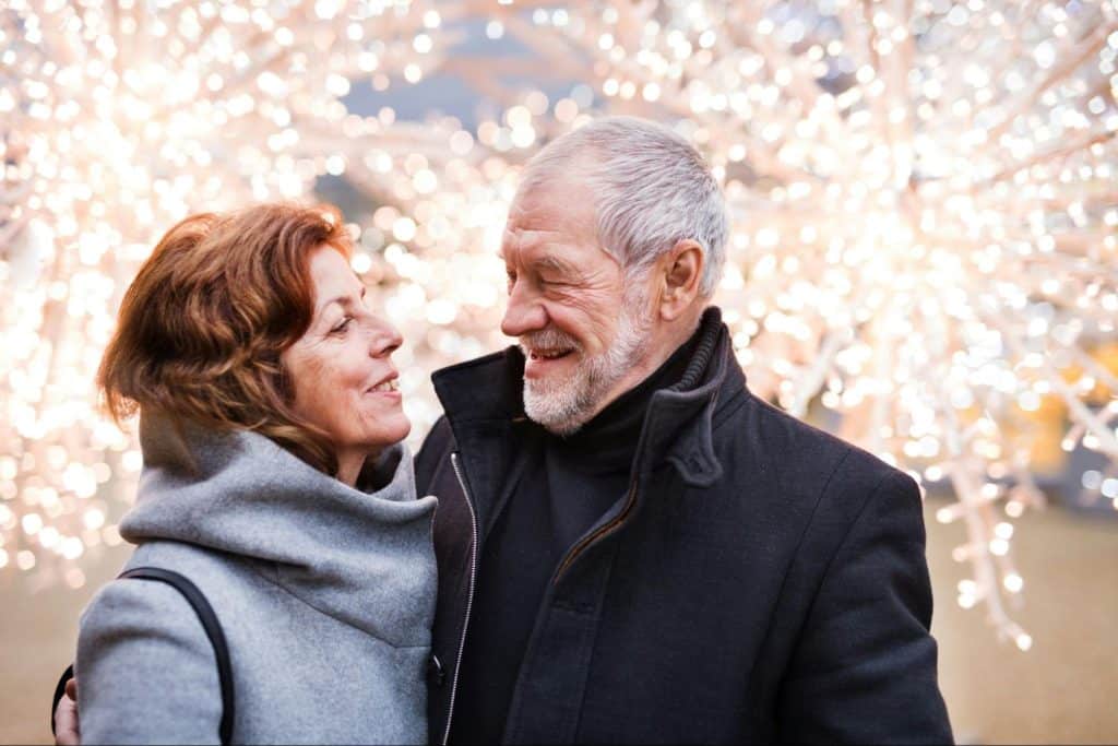 A man and woman looking at each other with love