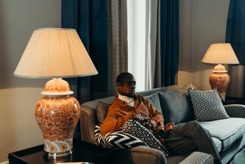 A Man Sitting on a Sofa