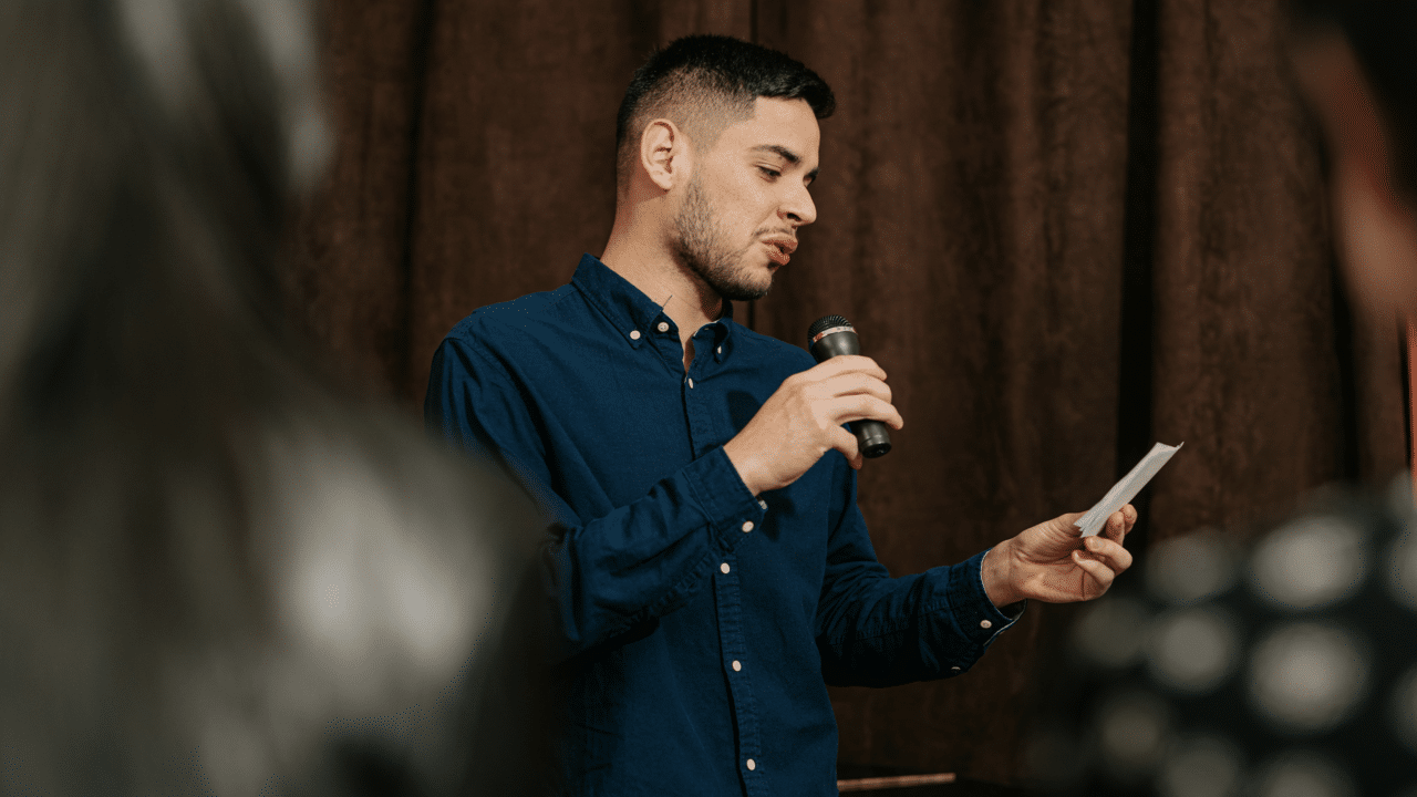A man giving a speech in public