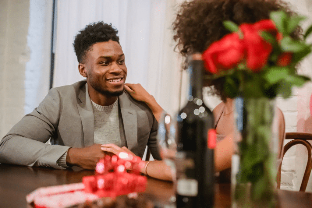 Man and woman having a date in a restaurant