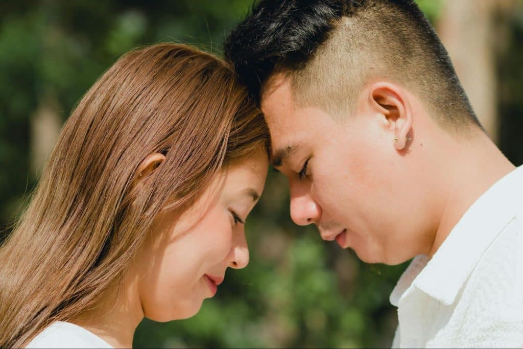 A man and woman close to each other