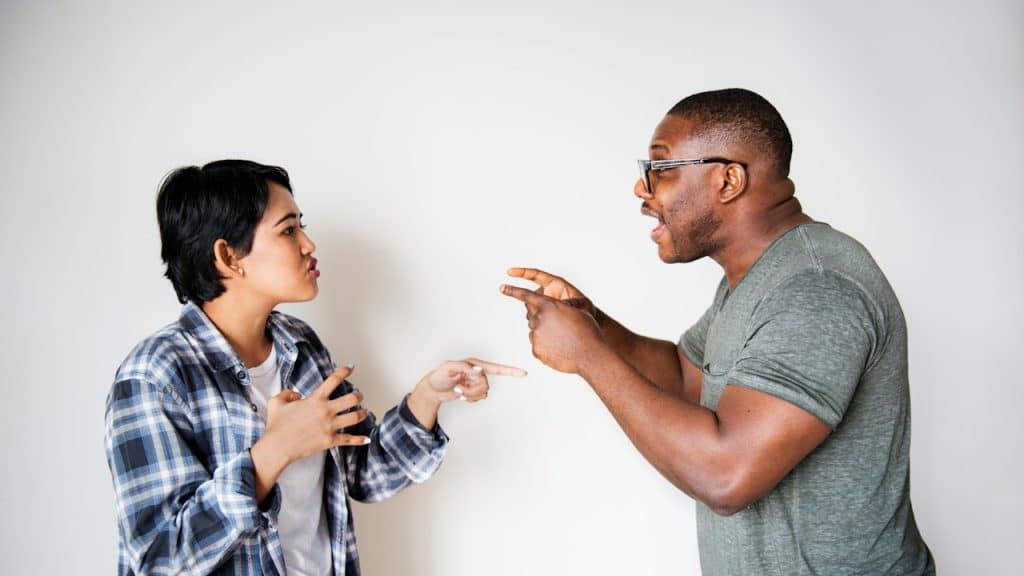 A couple having a heated argument.