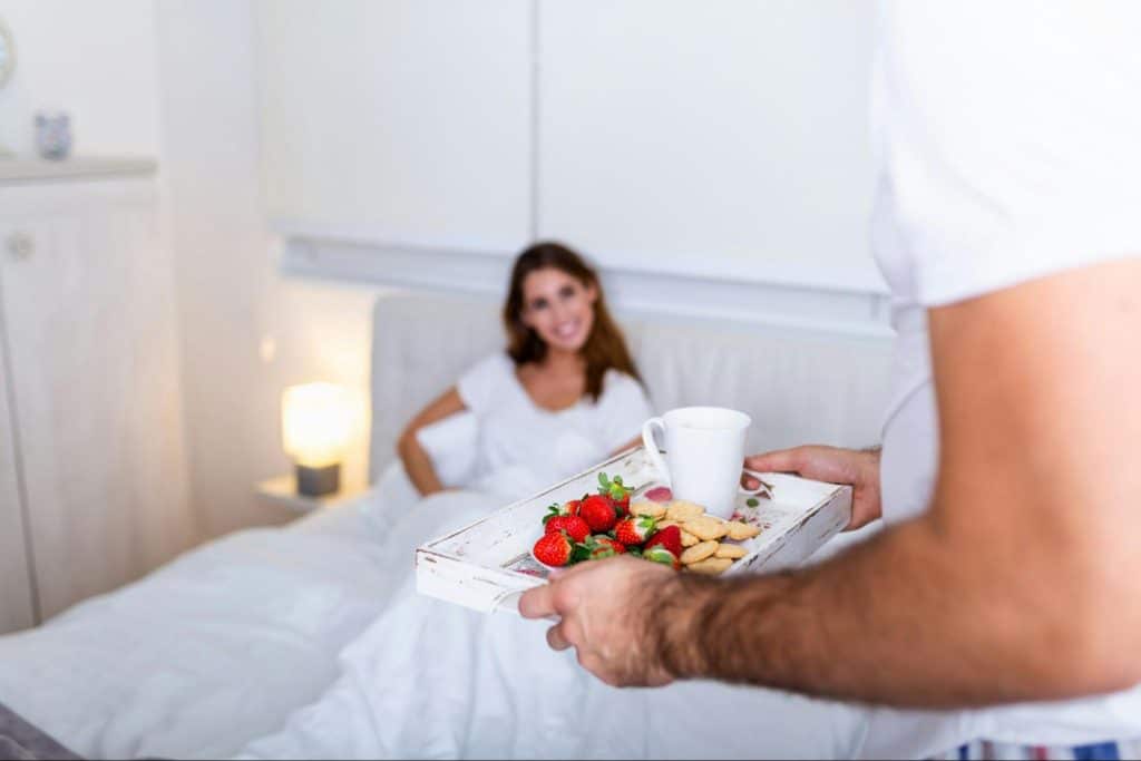 A man bringing a breakfast