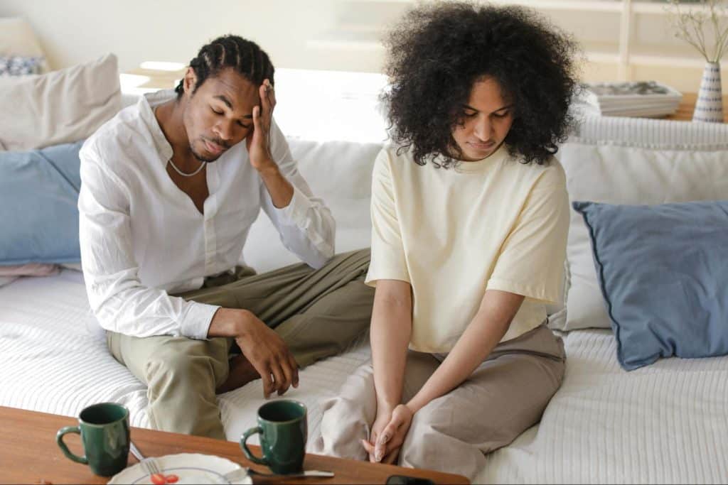 A man and woman not talking