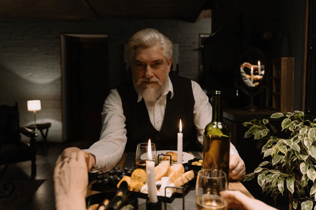 Man and woman having a date in a restaurant